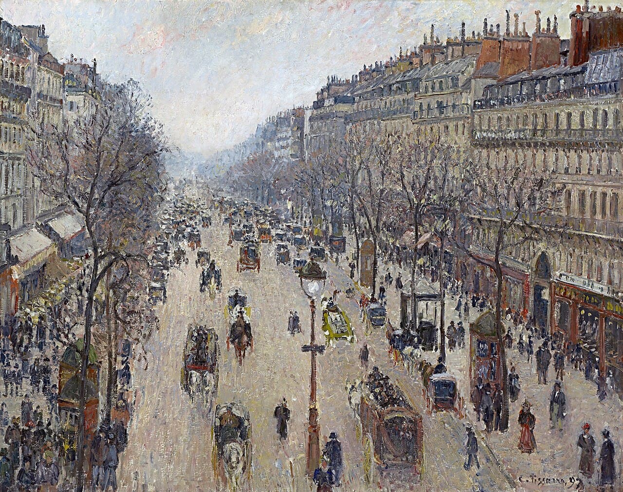 Boulevard Montmartre, Morning, Cloudy Weather (1897)