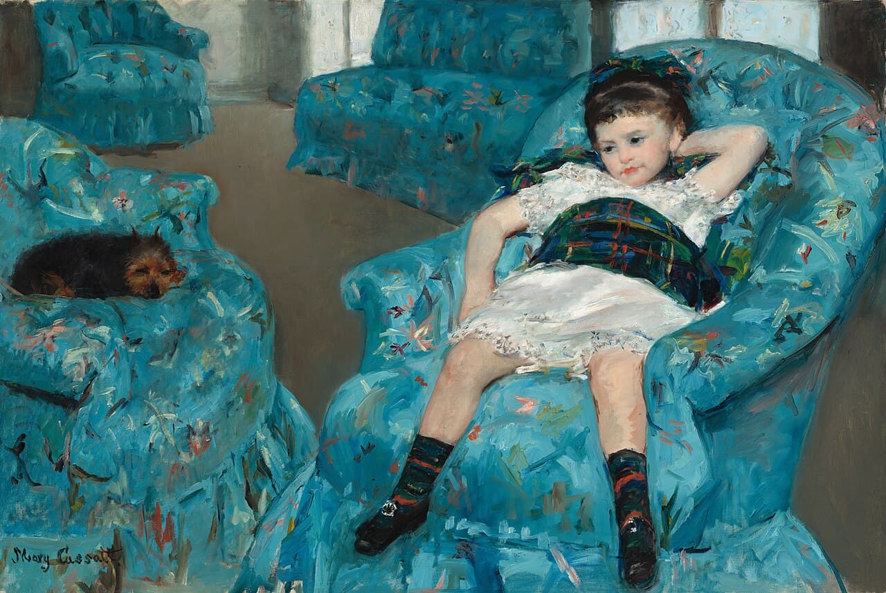 Little Girl in a Blue Armchair by Mary Cassatt (1878)