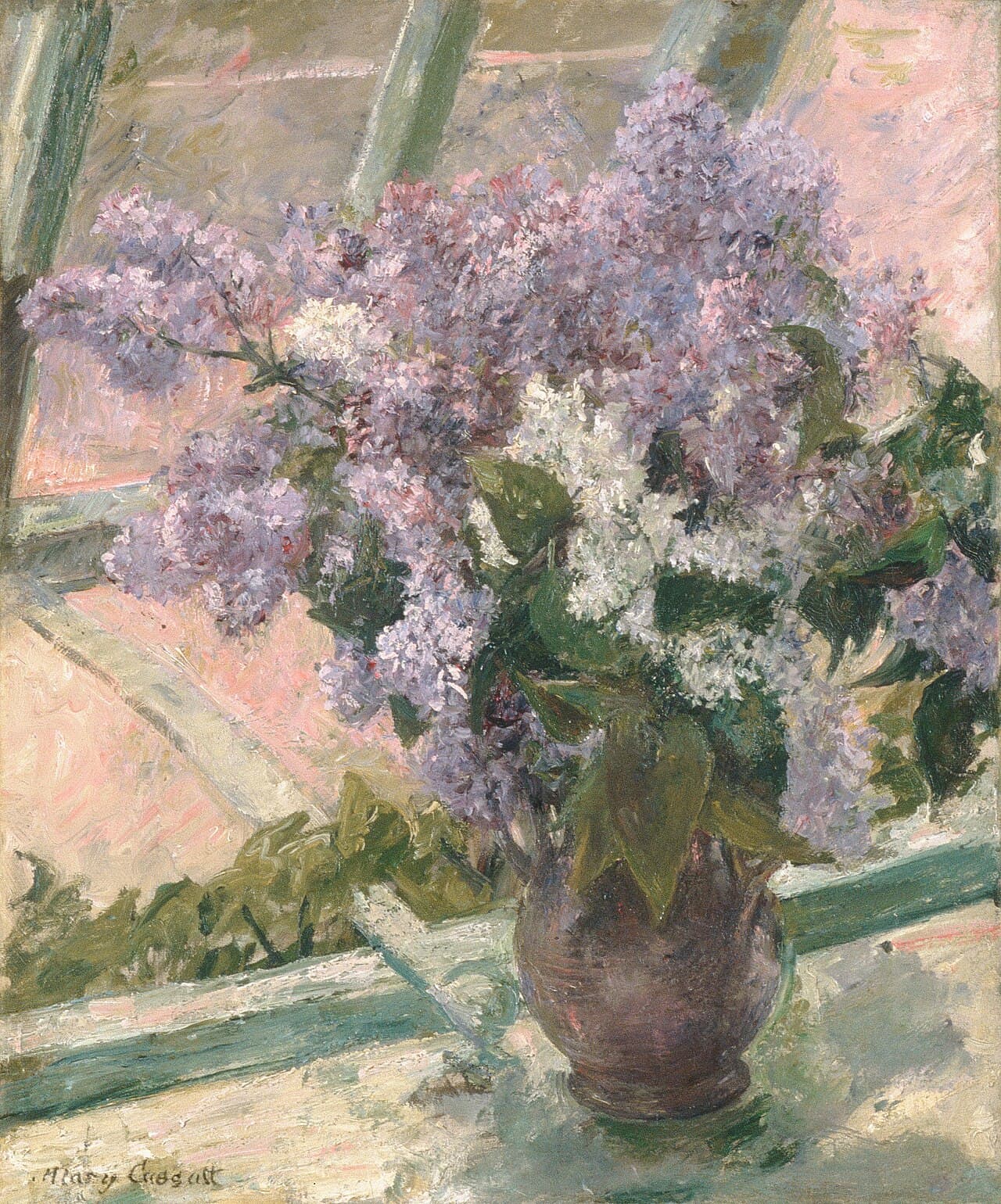 Lilacs in a Window by Mary Cassatt (1880)