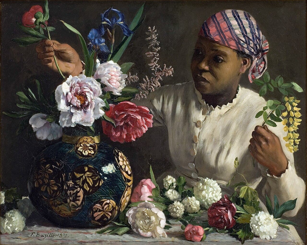 Black Woman with Peonies by Frédéric Bazille (1870)