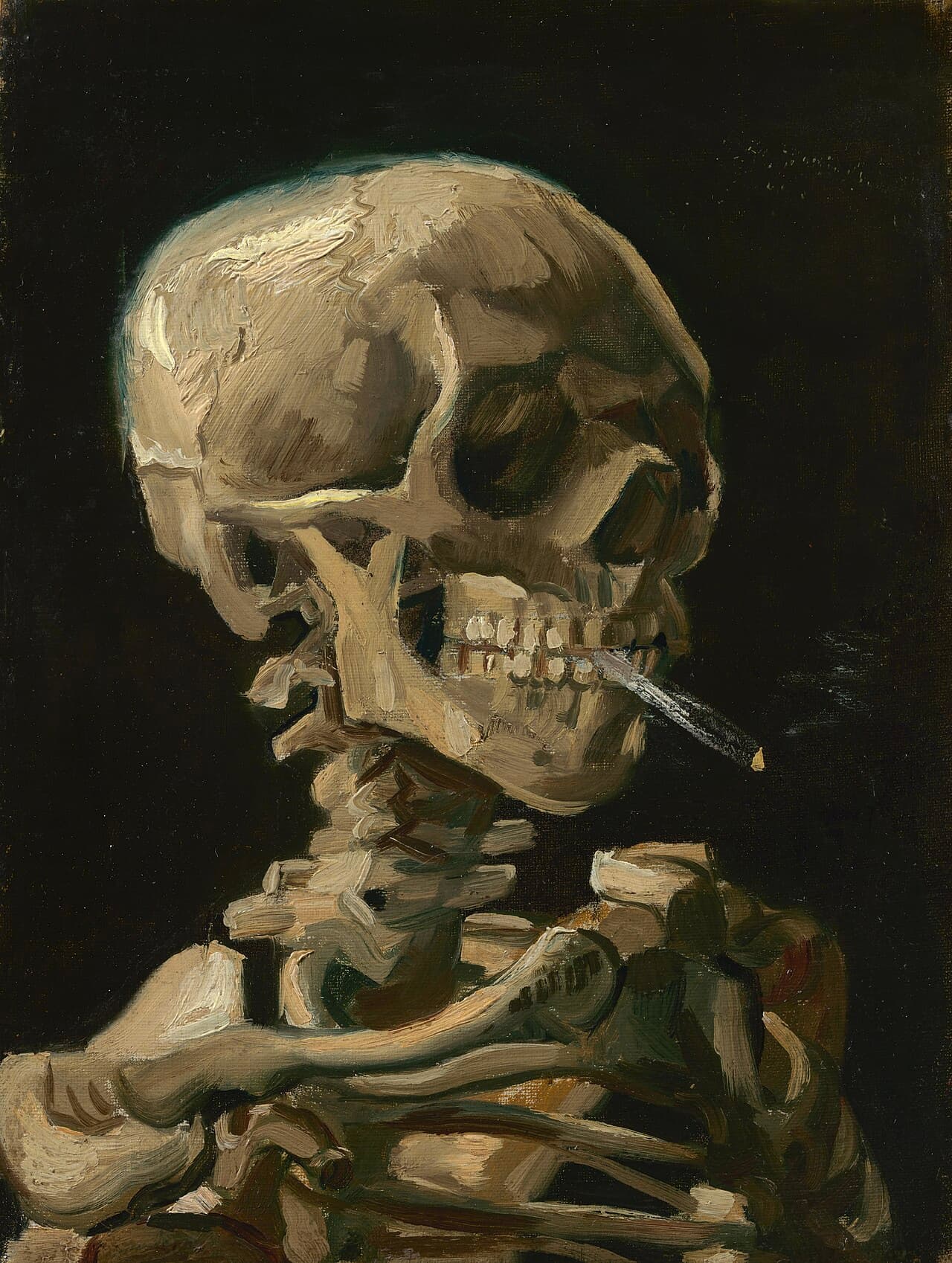 Skull of a Skeleton with Burning Cigarette by Vincent van Gogh (1886)