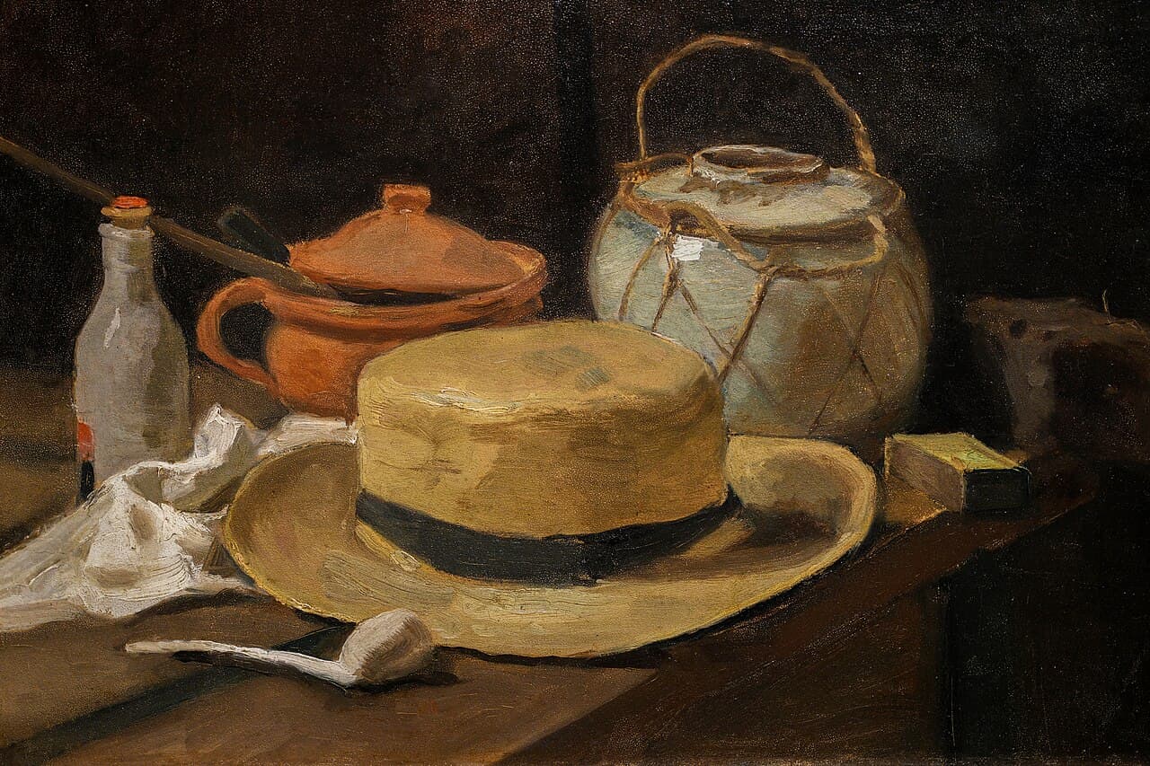 Still Life with Straw Hat by Vincent van Gogh (1885)