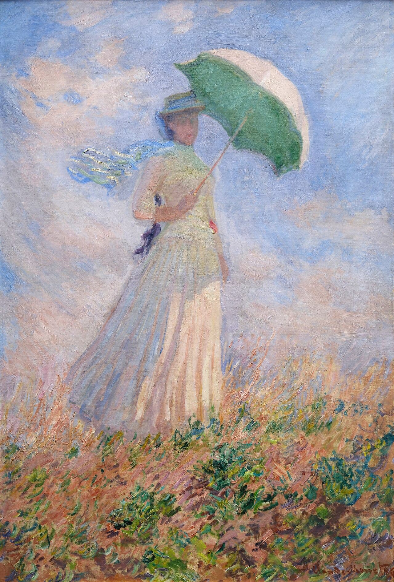 Study of a Figure Outdoors: Woman with a Parasol, Facing Right (1886)