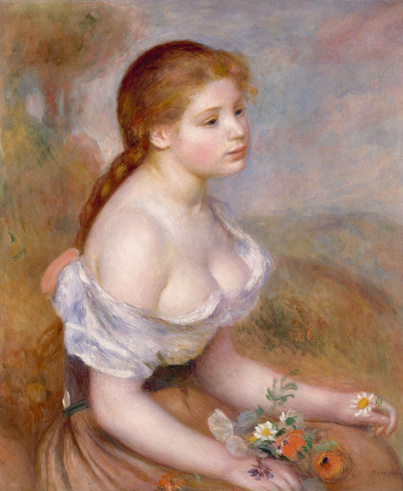 A Young Girl with Daisies (1889)