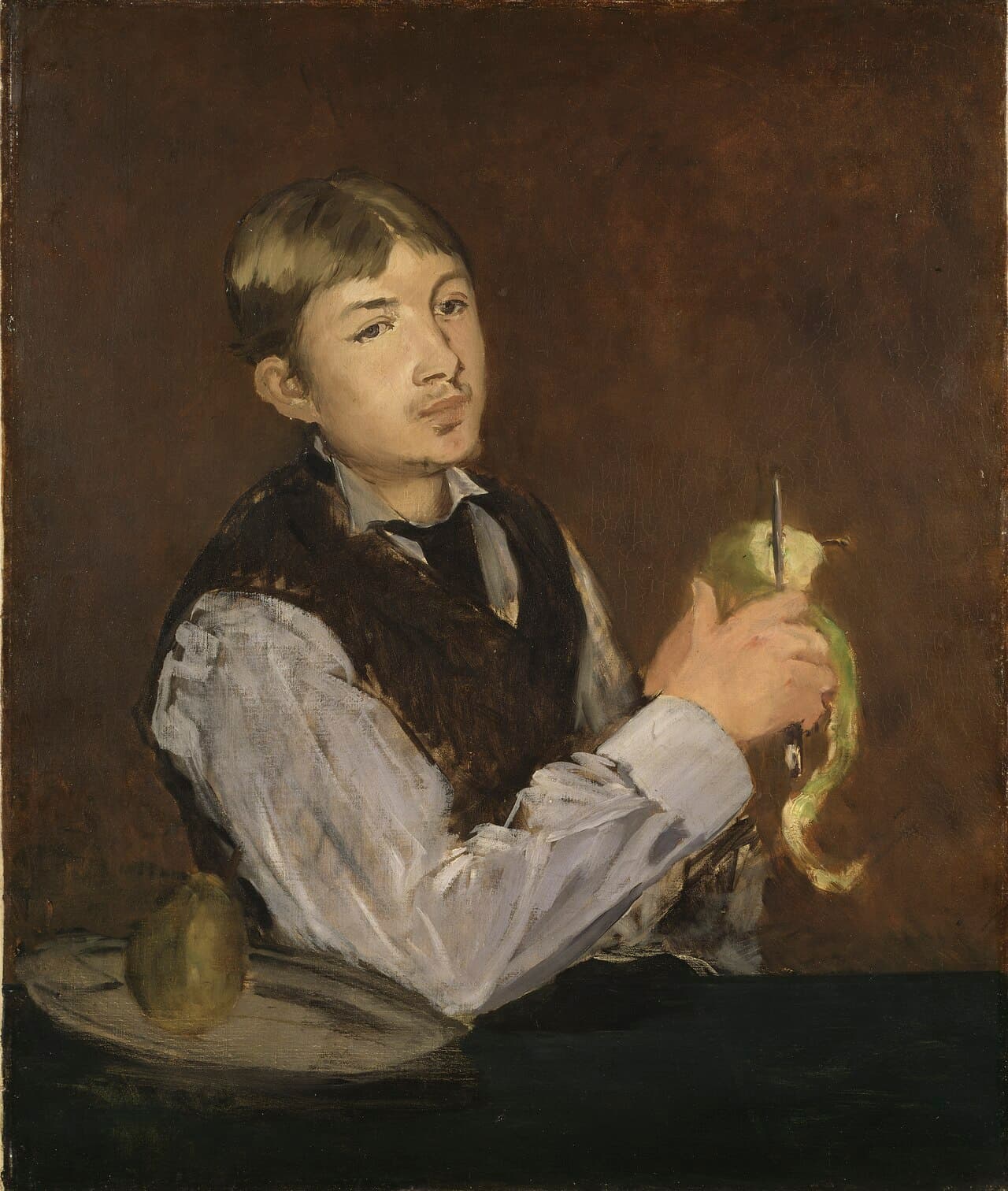 Young Boy Peeling a Pear (1868)