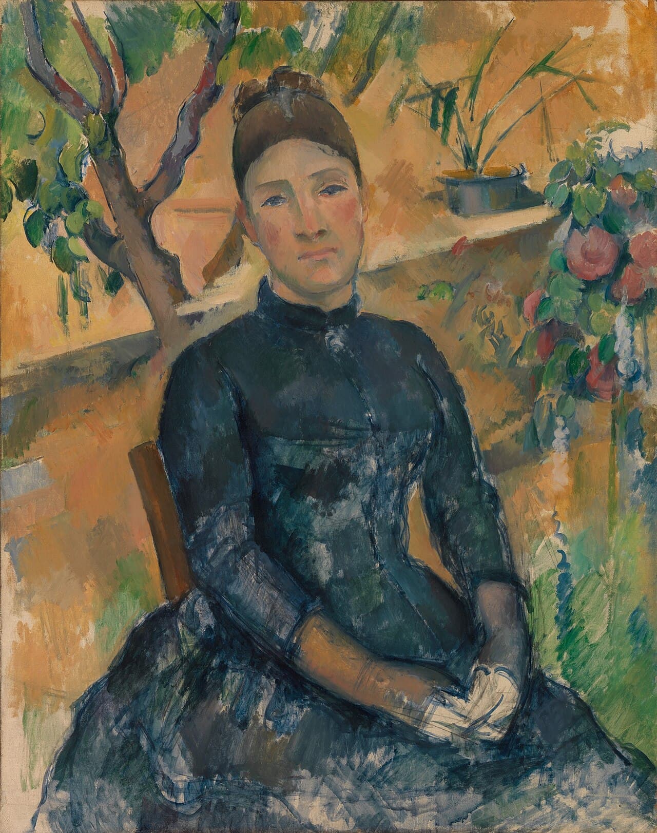 Madame Cézanne (Hortense Fiquet, 1850–1922) in the Conservatory (1891)