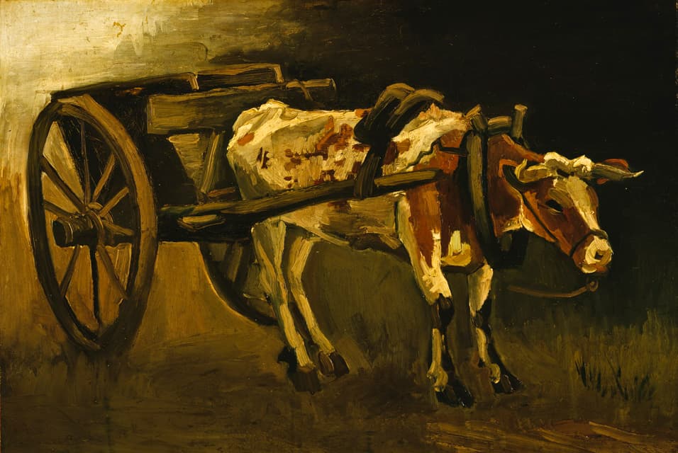 Cart with Red and White Ox by Vincent van Gogh (1884)