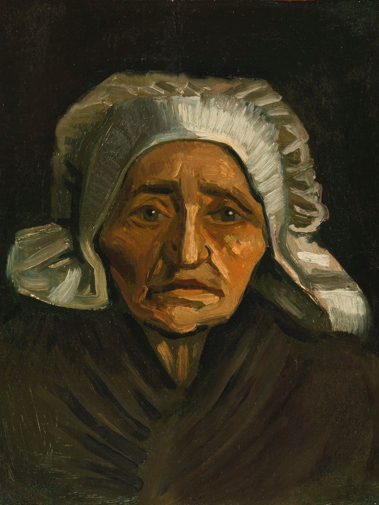 Head of an Old Peasant Woman with White Cap (1884)