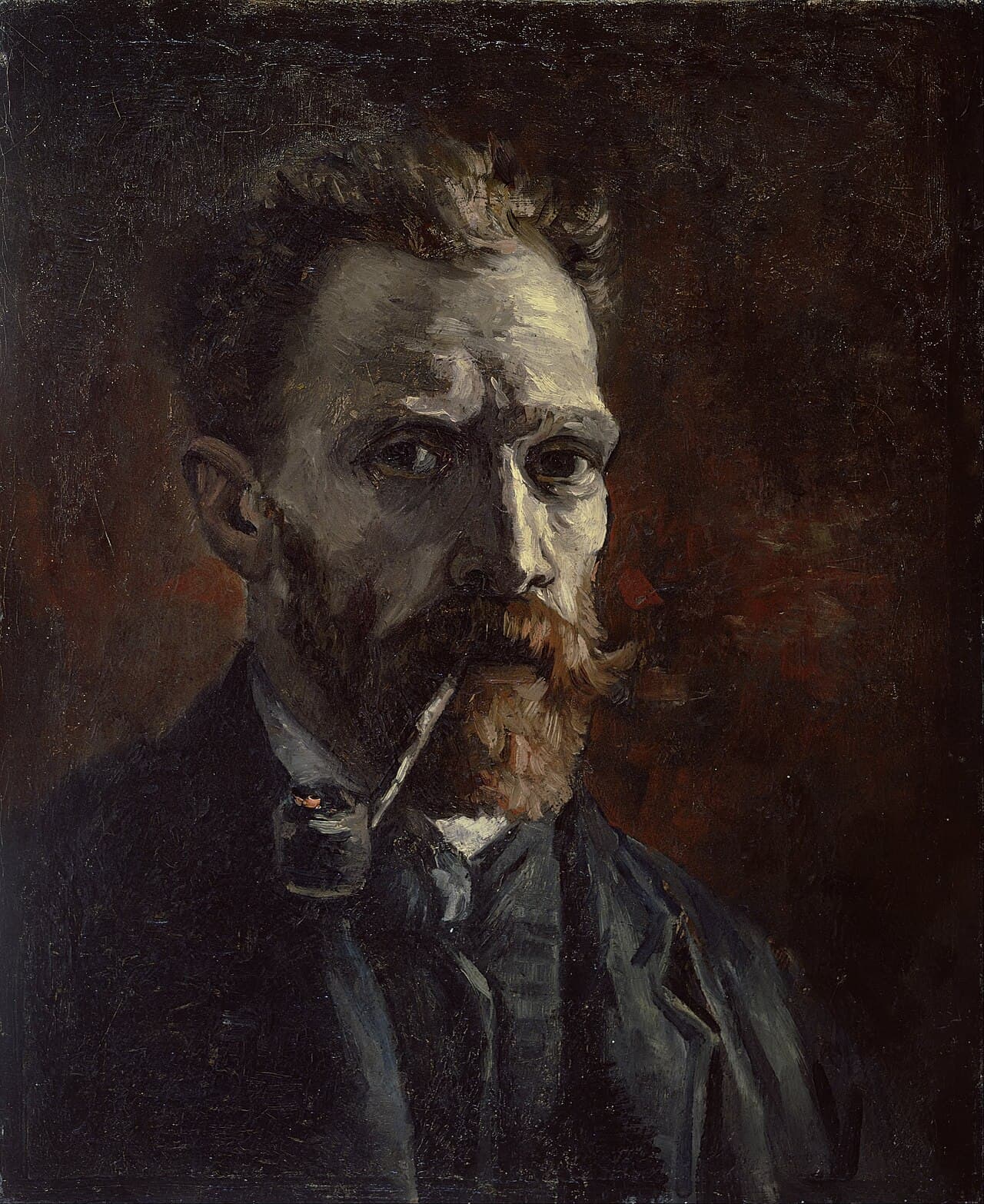 Self-Portrait with Pipe by Vincent van Gogh (1886)