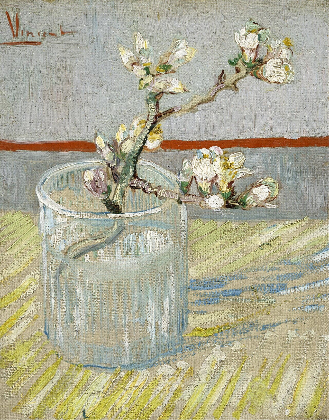 Blossoming Almond Branch in a Glass by Vincent van Gogh (1888)