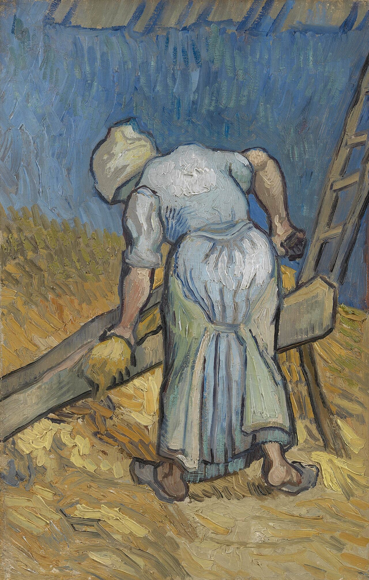 Peasant Woman Bruising Flax (after Millet) by Vincent van Gogh (1889)