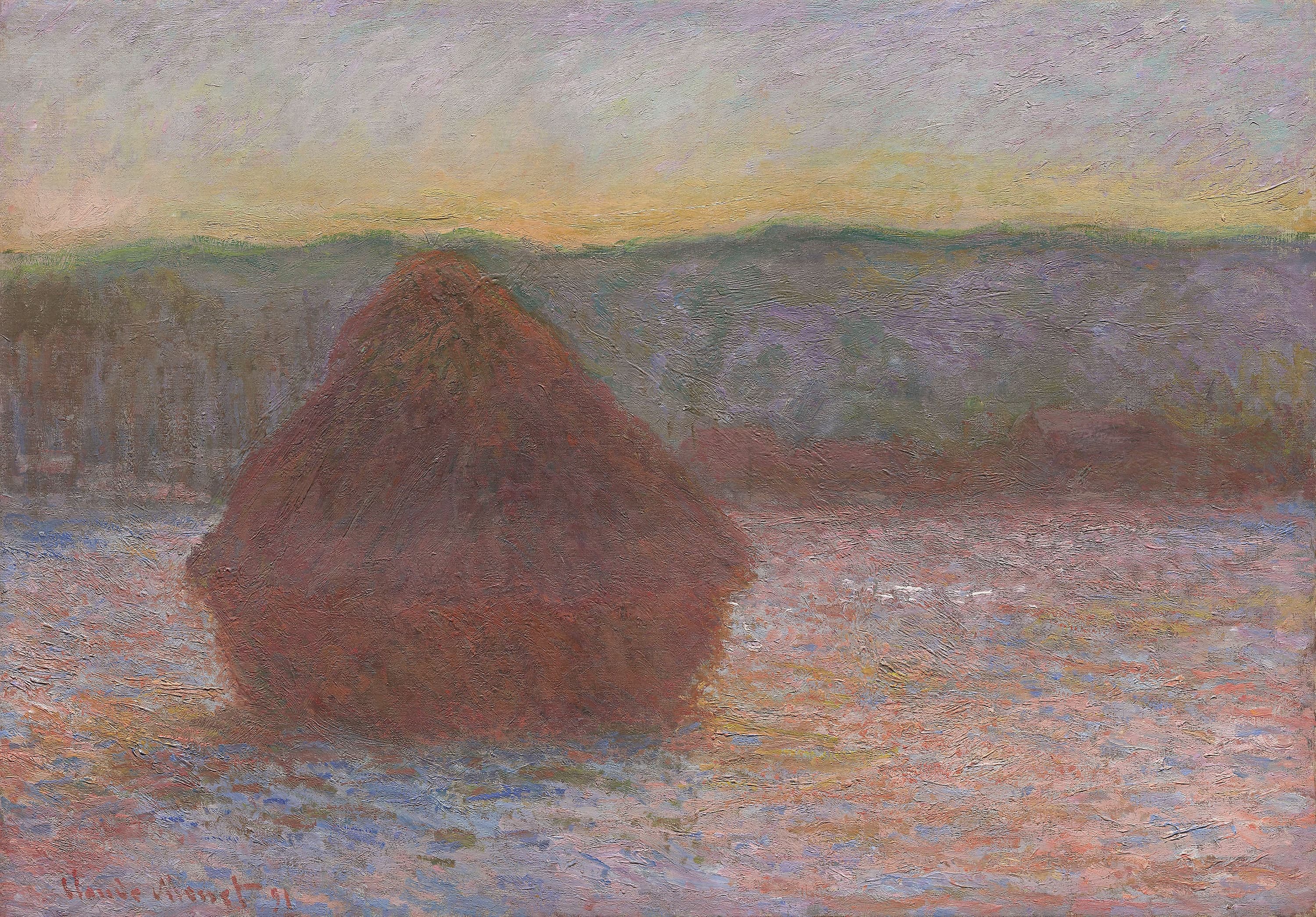 Stack of Wheat, Thaw, Sunset (1890)