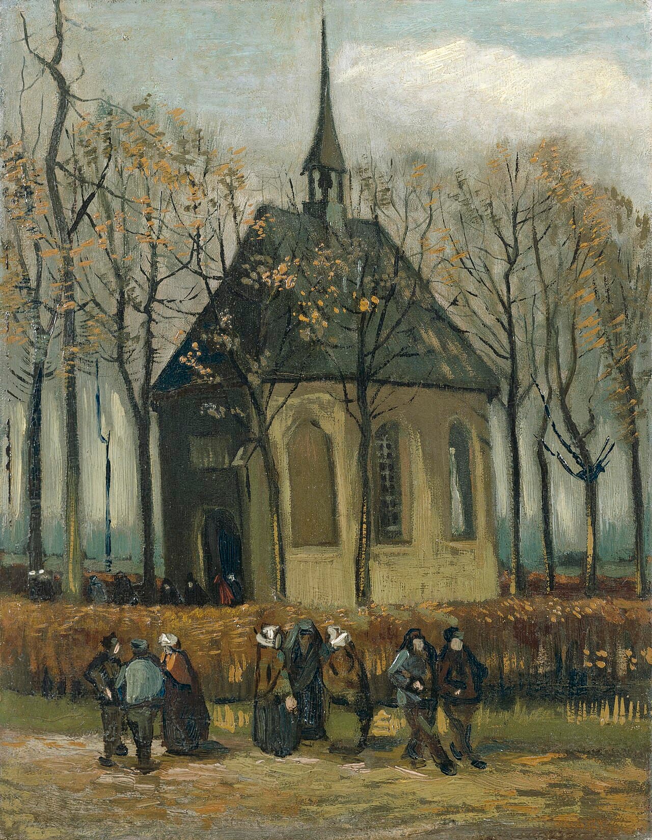 Congregation Leaving the Reformed Church in Nuenen by Vincent van Gogh (1884)