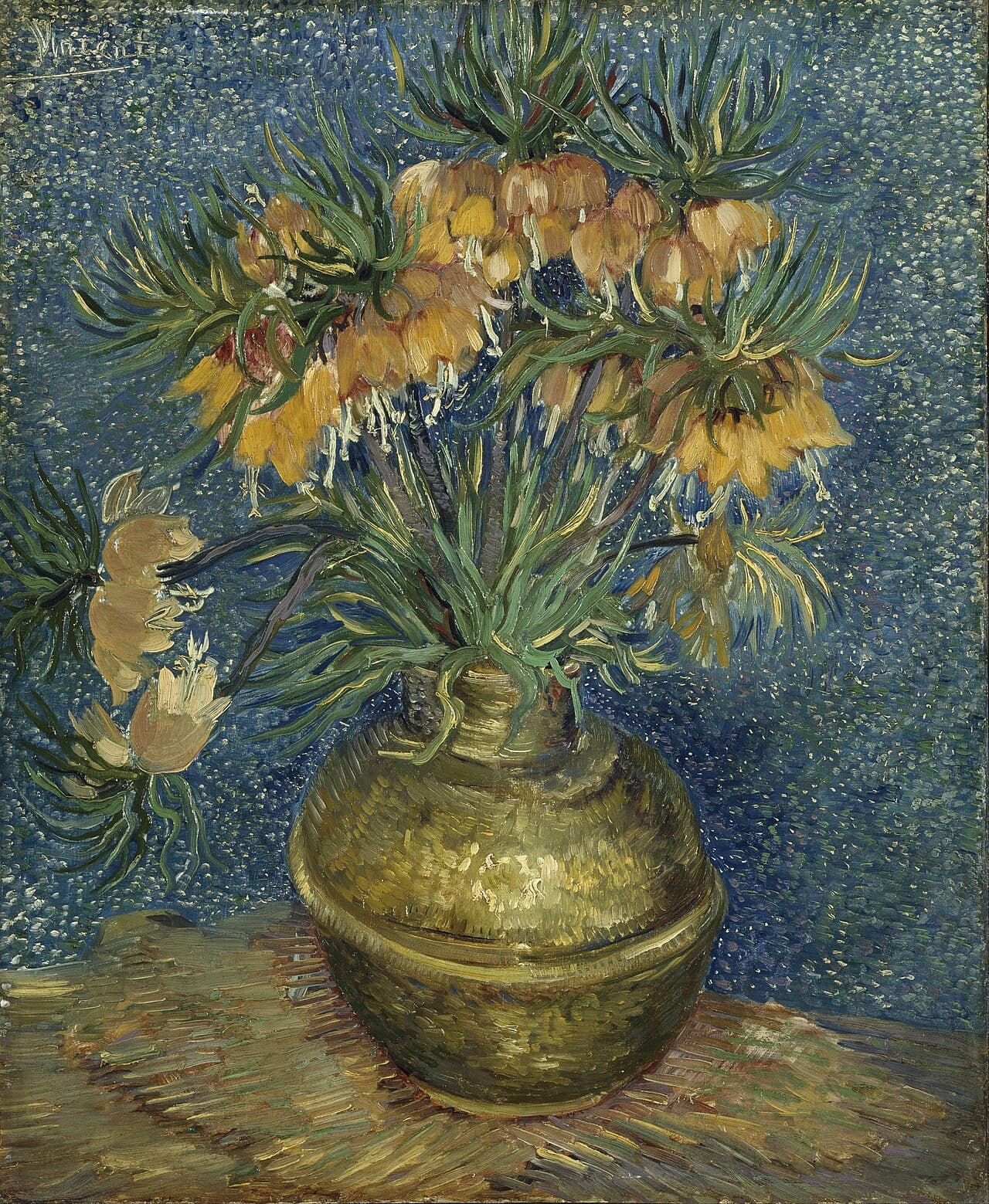 Fritillaries in a Copper Vase by Vincent van Gogh (1887)