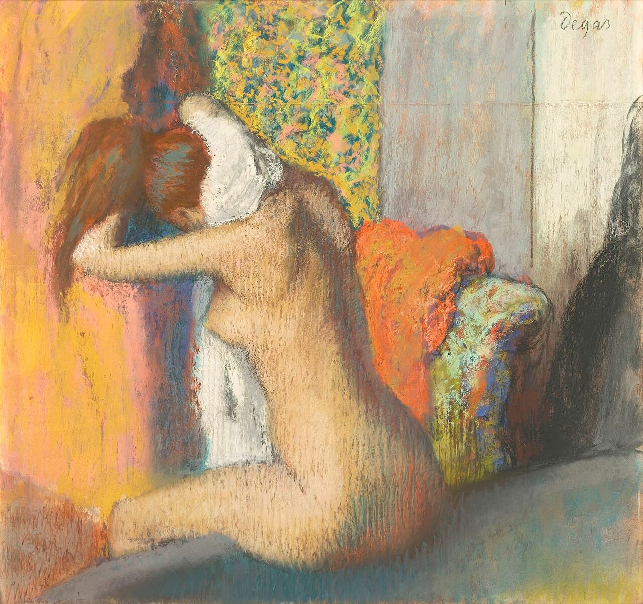 After a Bath. Woman Drying the Back of her Neck. (1895)