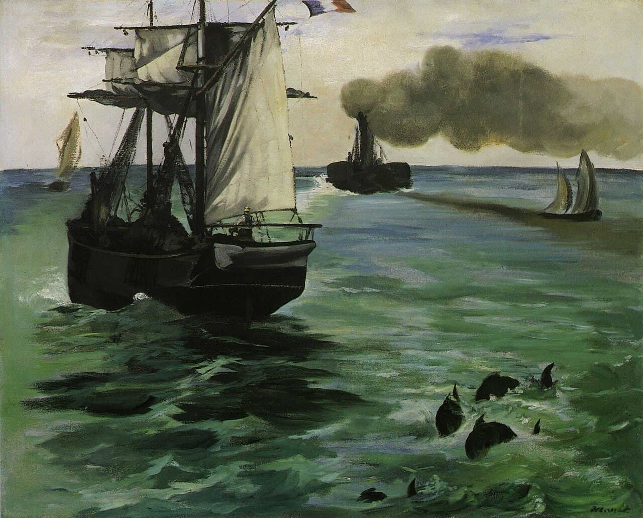 The Steamboat, Seascape with Porpoises (1868)