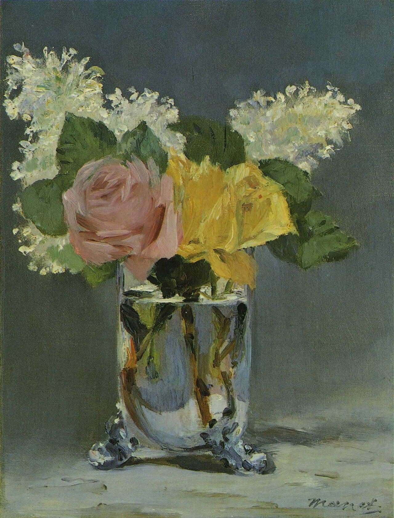 Roses and Lilacs in a Vase (1882)