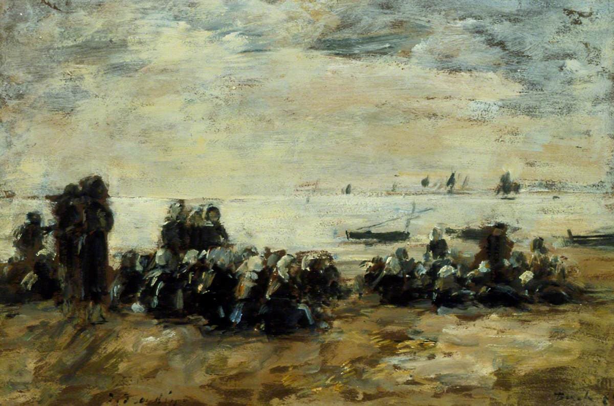 Women Awaiting Fishing Boats on Berck Beach (1880)