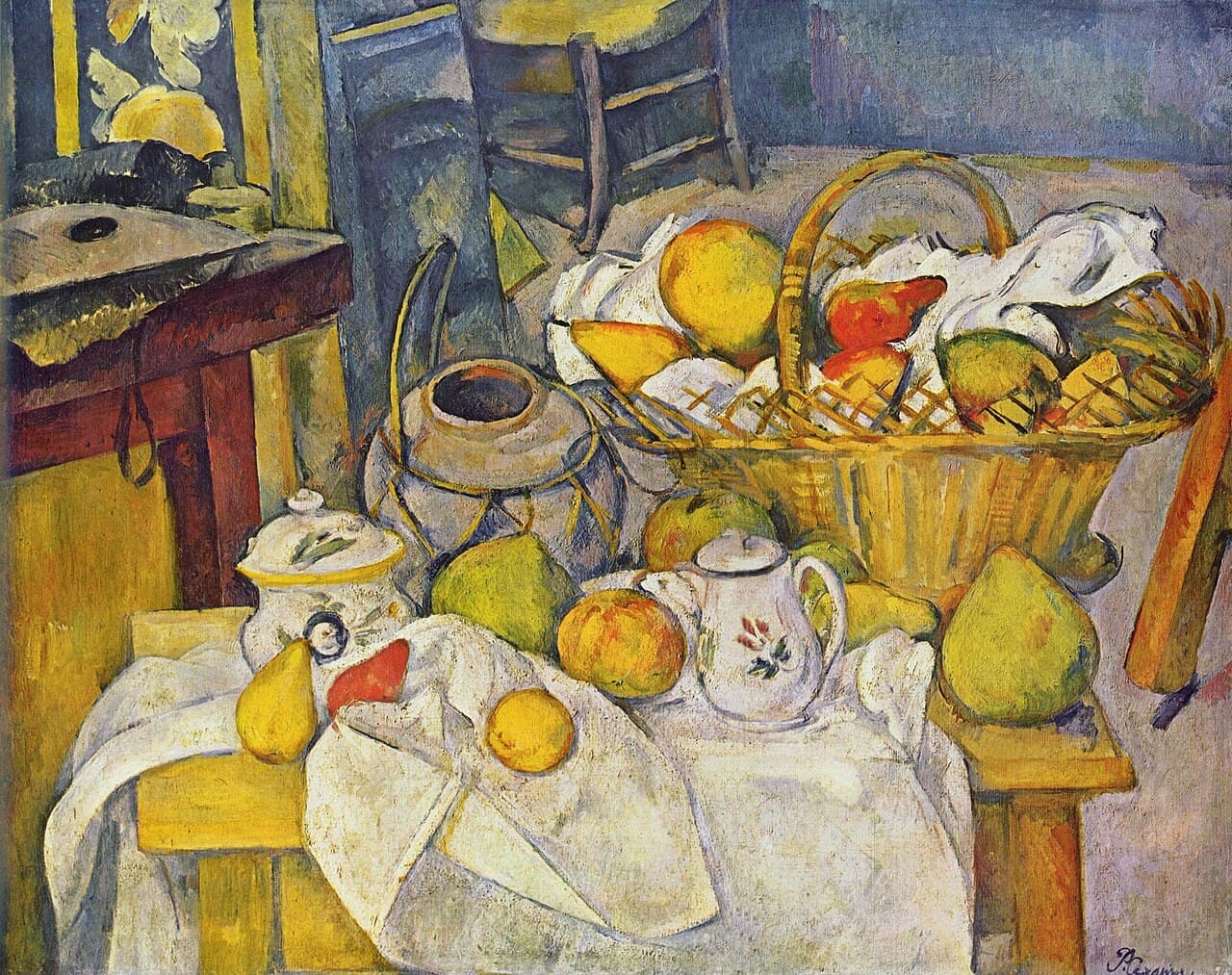 Still life with fruit basket by Paul Cézanne (1890)