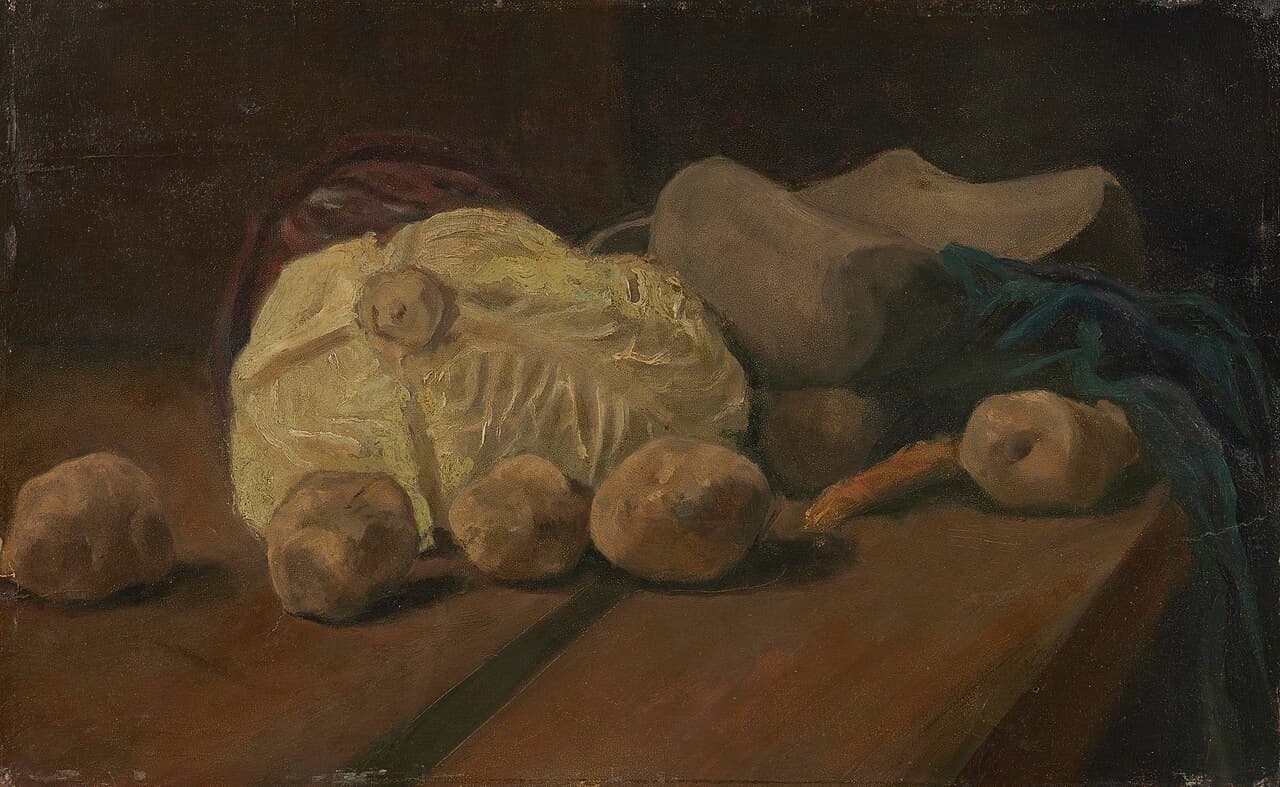 Still Life with Cabbage and Clogs by Vincent van Gogh (1881)