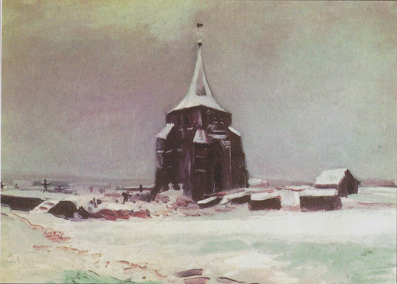 The Old Cemetery Tower at Nuenen in the Snow (1885)