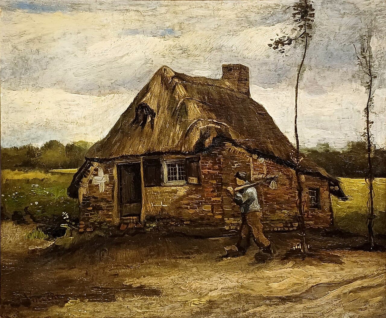 Scene of a Cottage with a Peasant Coming Back Home (1885)