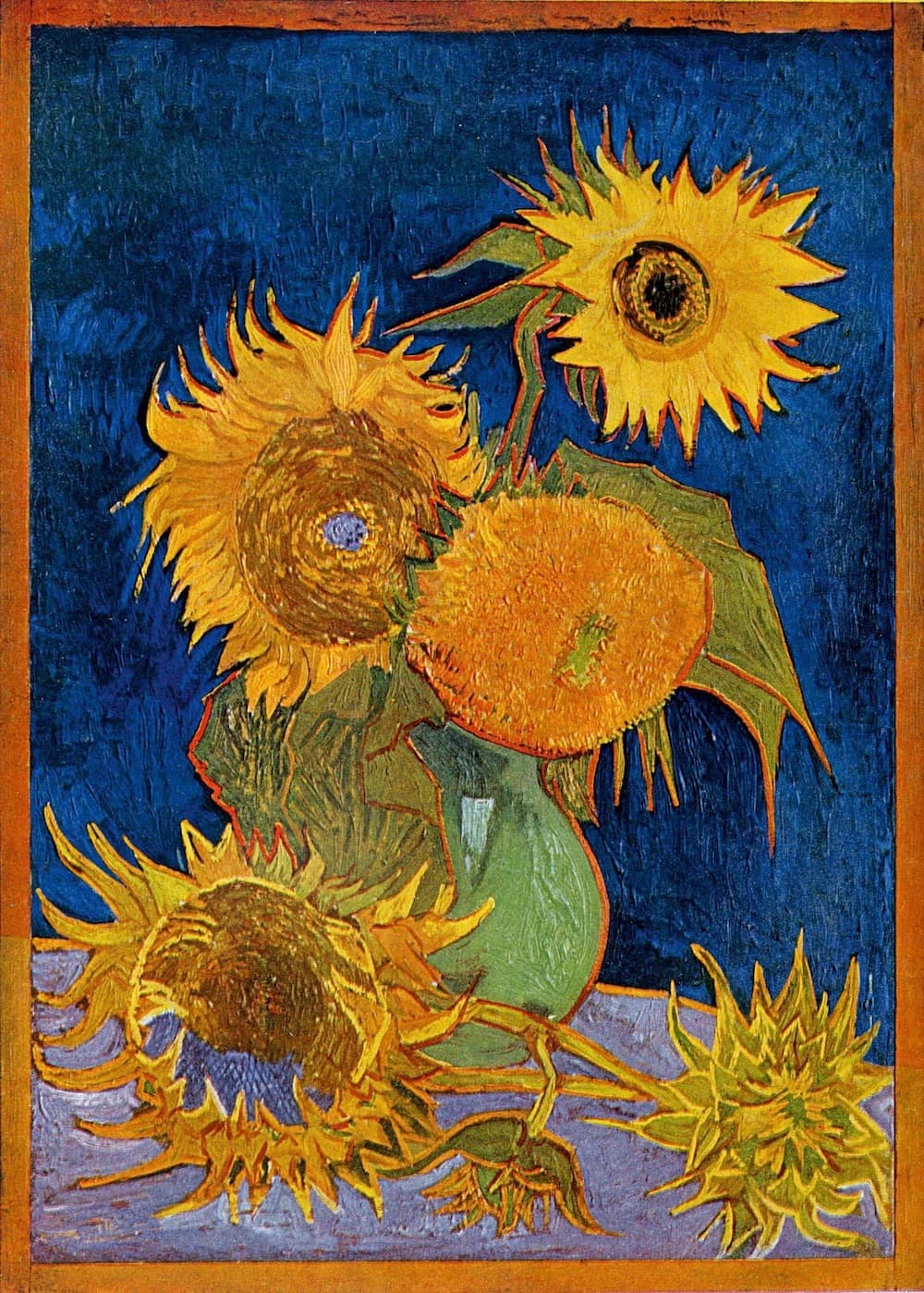Still Life: Vase with Five Sunflowers (1888)