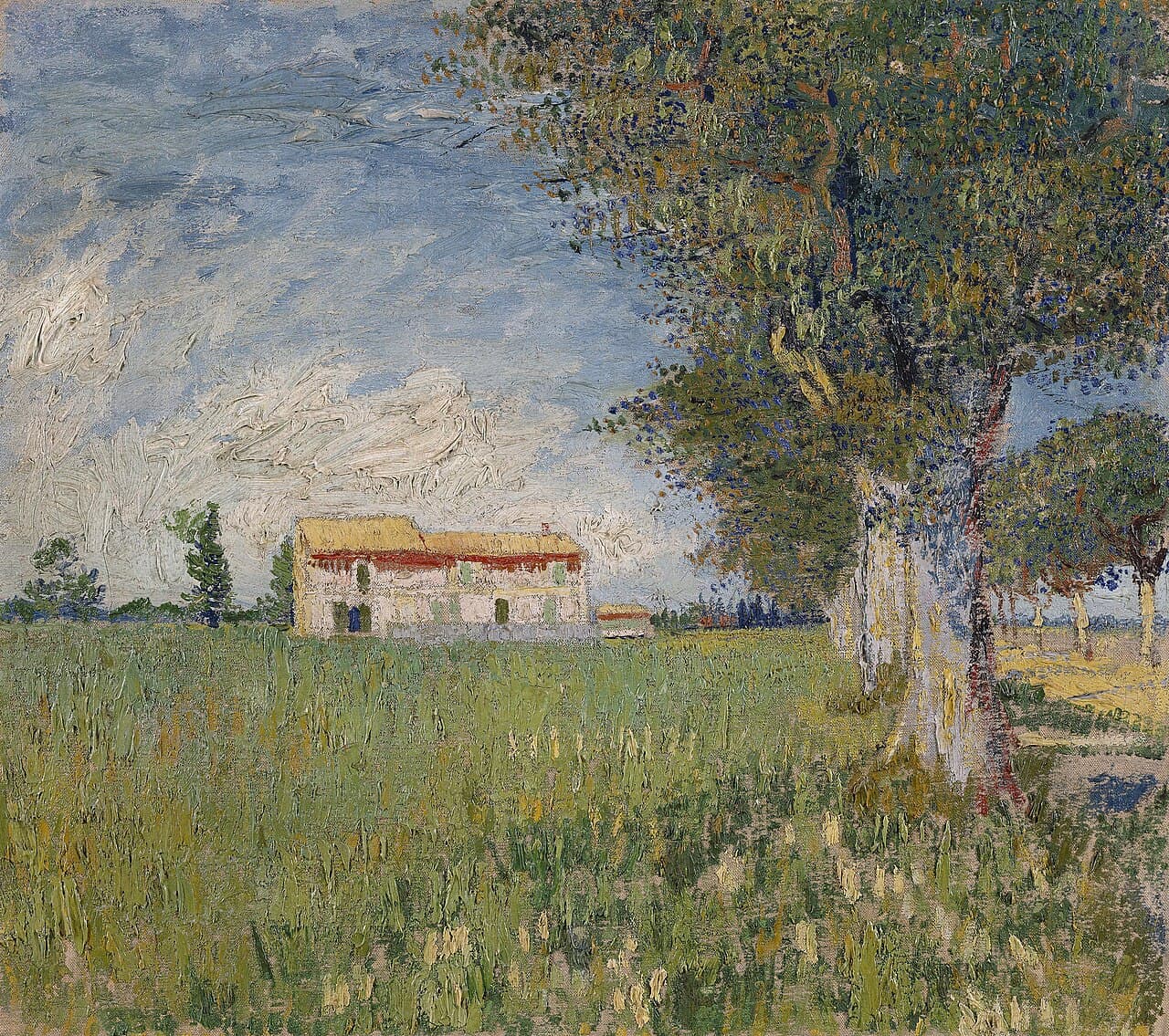 Farmhouse in a wheat field by Vincent van Gogh (1888)