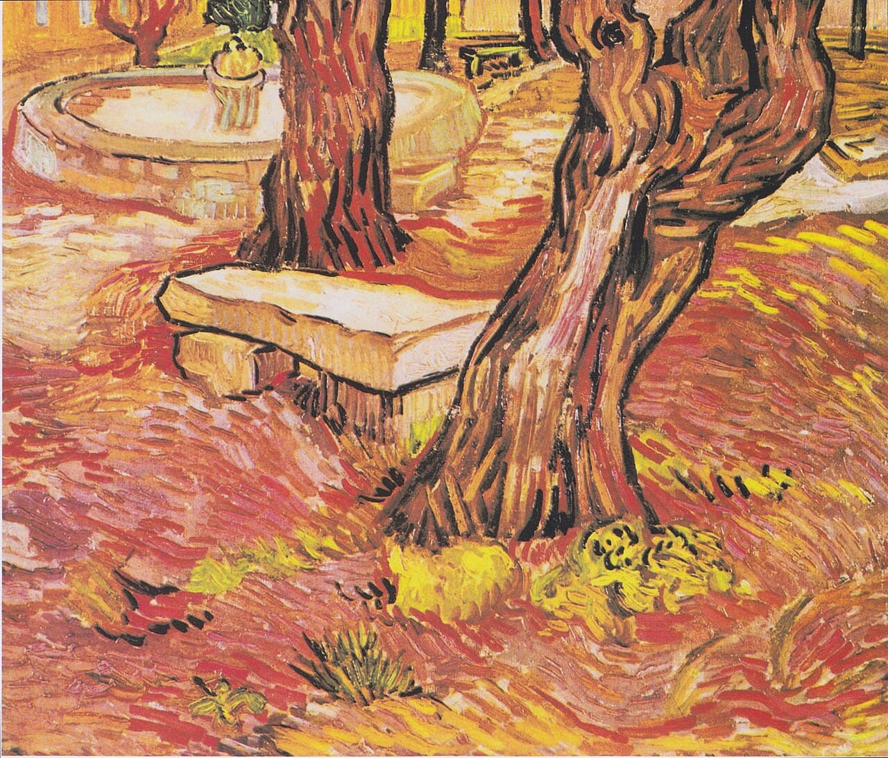The Stone Bench in the Garden of Saint-Paul Hospital (1889)