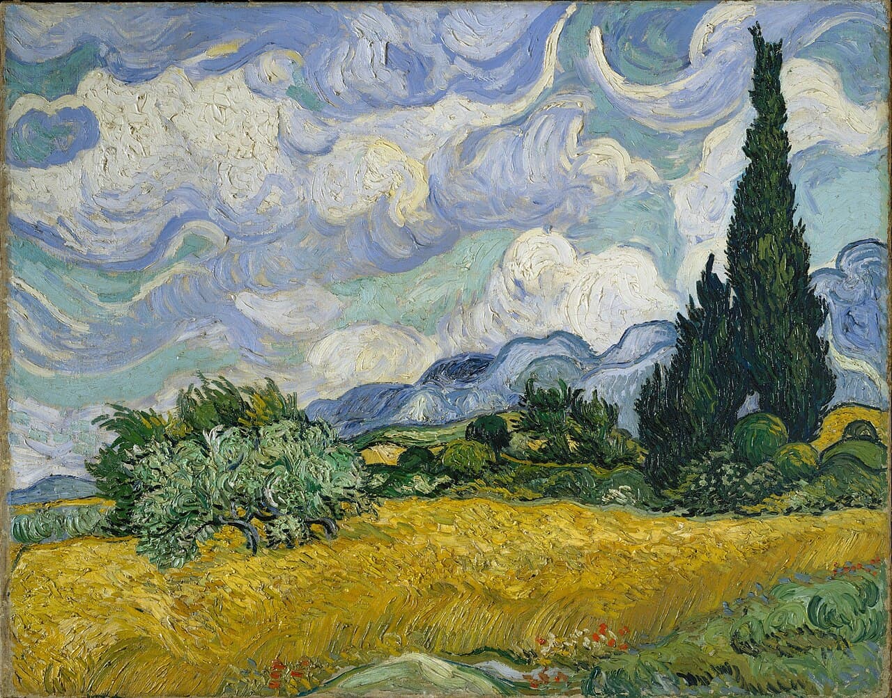 Wheat Field with Cypresses (1889)