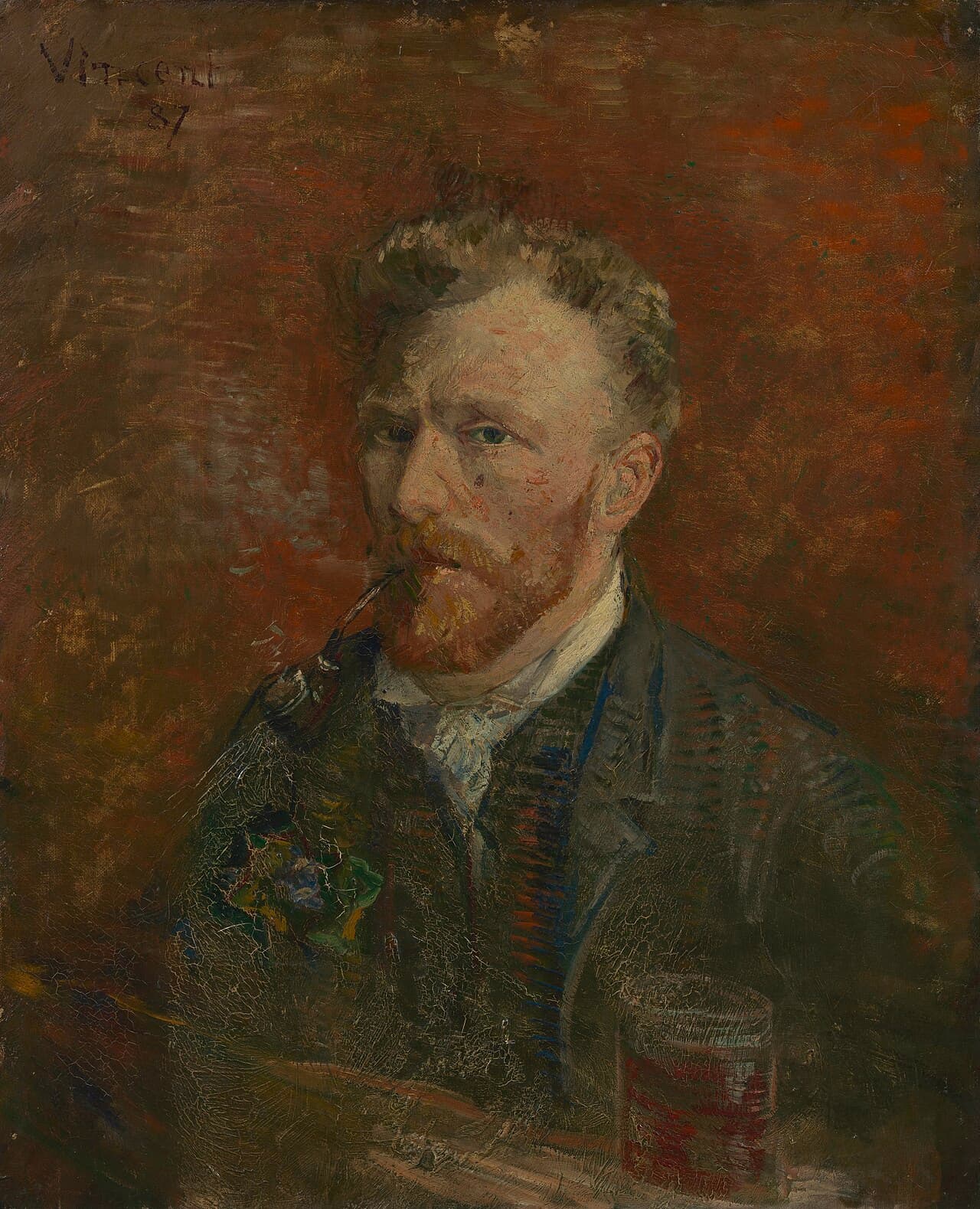 Self-Portrait with Glass by Vincent van Gogh (1887)