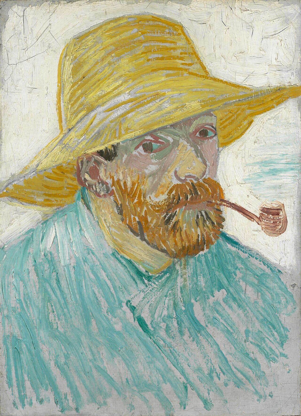 Self-Portrait with Pipe and Straw Hat by Vincent van Gogh (1887)