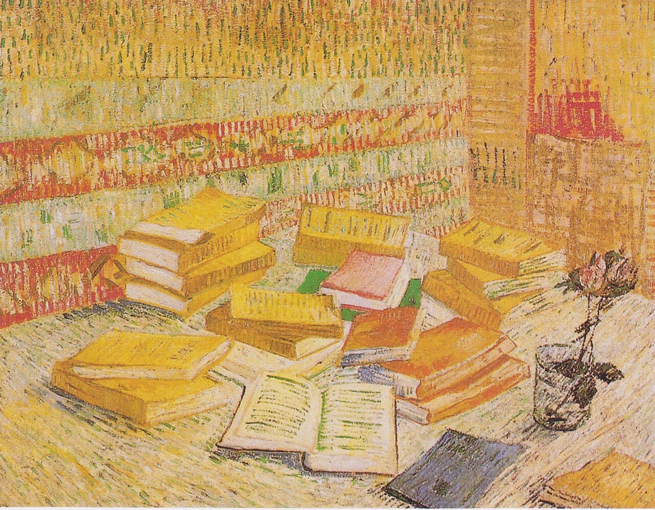 Still Life with French novels and glass with a rose (1887)