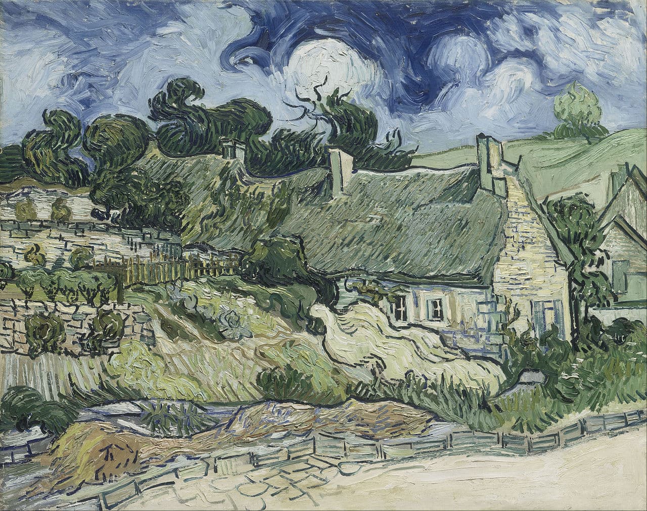Thatched Cottages at Cordeville by Vincent van Gogh (1890)