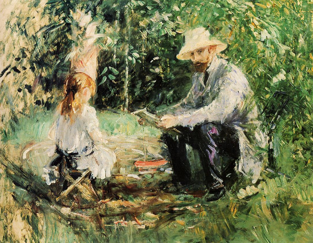Eugène Manet and His Daughter in the Garden at Bougival