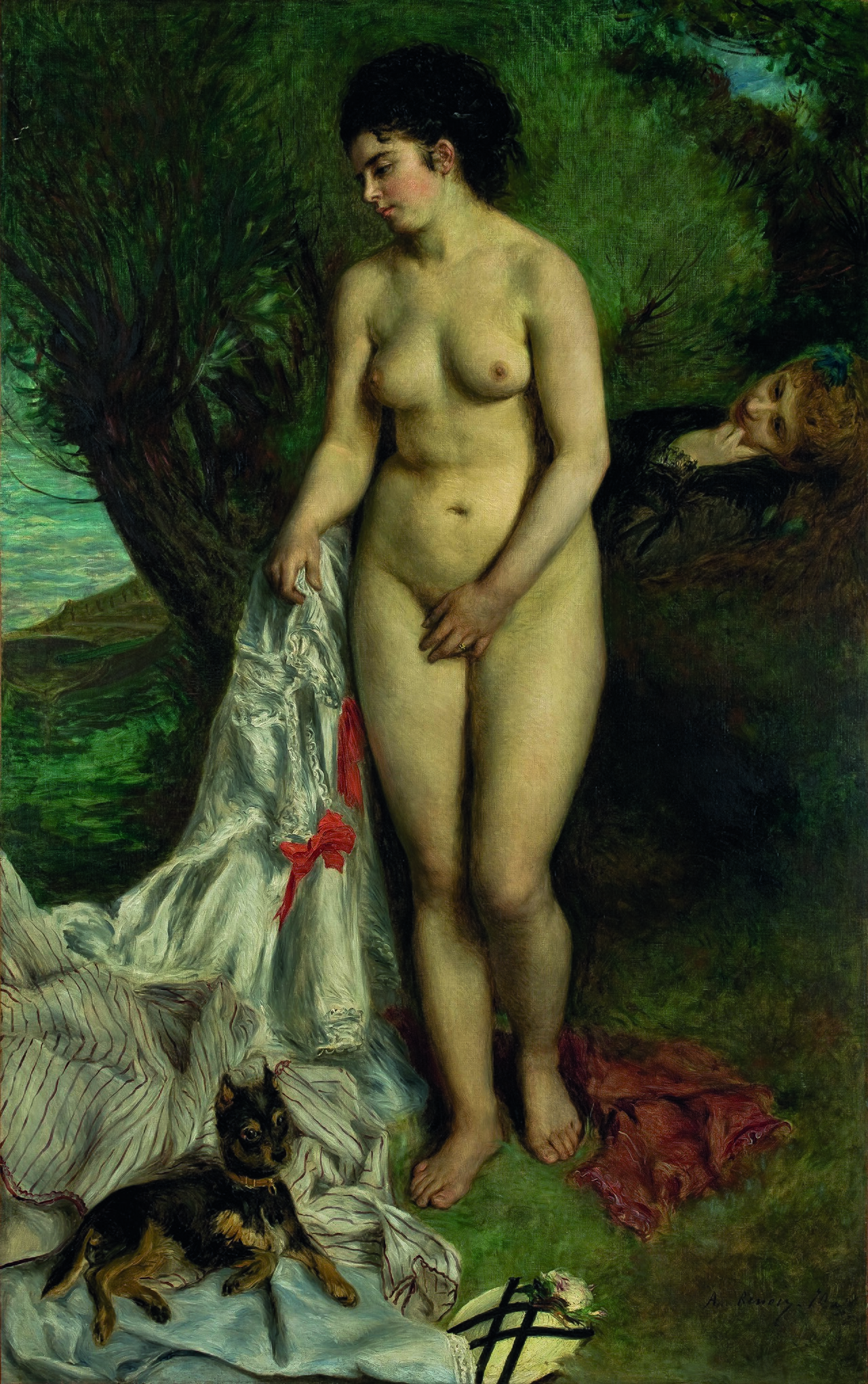 Bather with a Griffon Dog