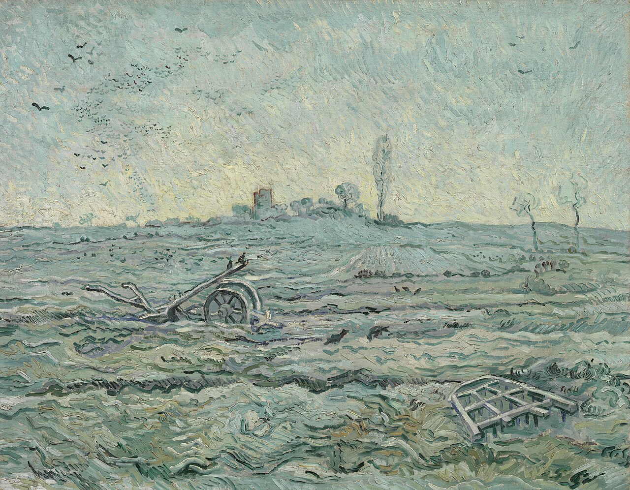 Snow-Covered Field with a Harrow (after Millet)